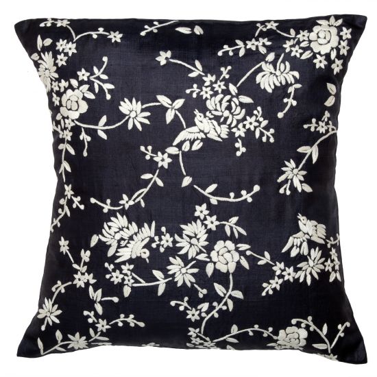 Chinese Garden Pillow Cover - Black/Ivory